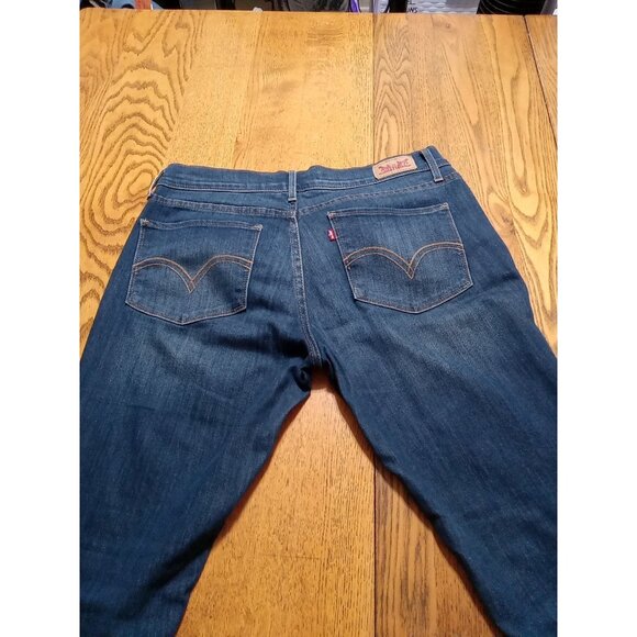 LEVI 524 Jeans Womens 11 BLUE SKINNY Preowned Used Distressed Holes Ripped Dark - Picture 9 of 10